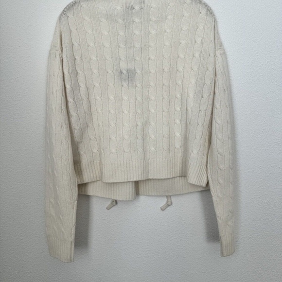 Polo Ralph Lauren Lace Up Neck Cashmere Sweater Cable Cream NWT XL - Picture 6 of 8